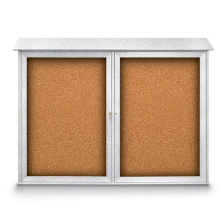 United Visual Products Indoor Enclosed Combo Board, 48"x36", Satin Frame/Burgundy & Cork UVCB4836-BURGUN-CORK